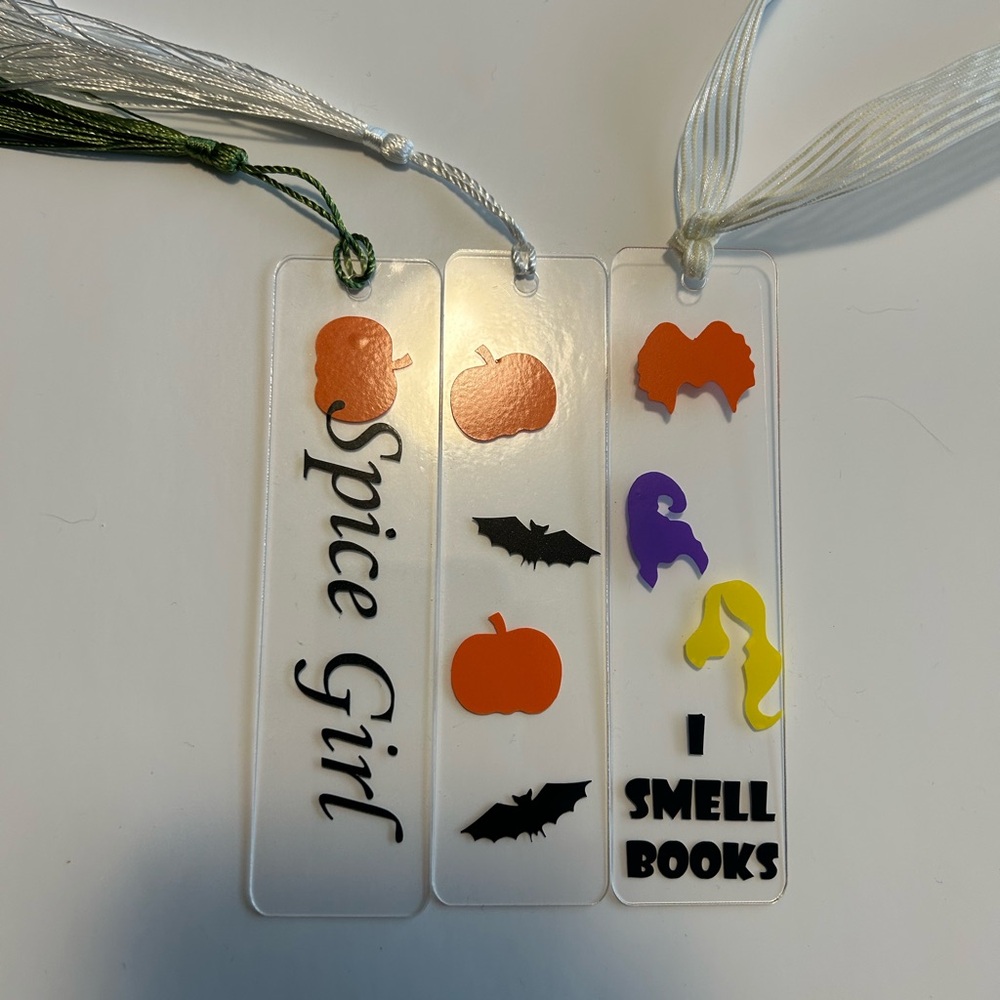 Halloween Themed Bookmarks Set - Orange, Black, Purple
